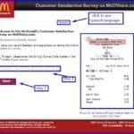 Archived McDVOICE survey screen for receipt-code entry