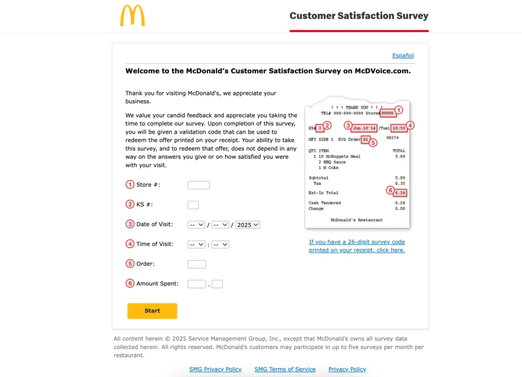 If you do not have a mcdvoice 26-digit code