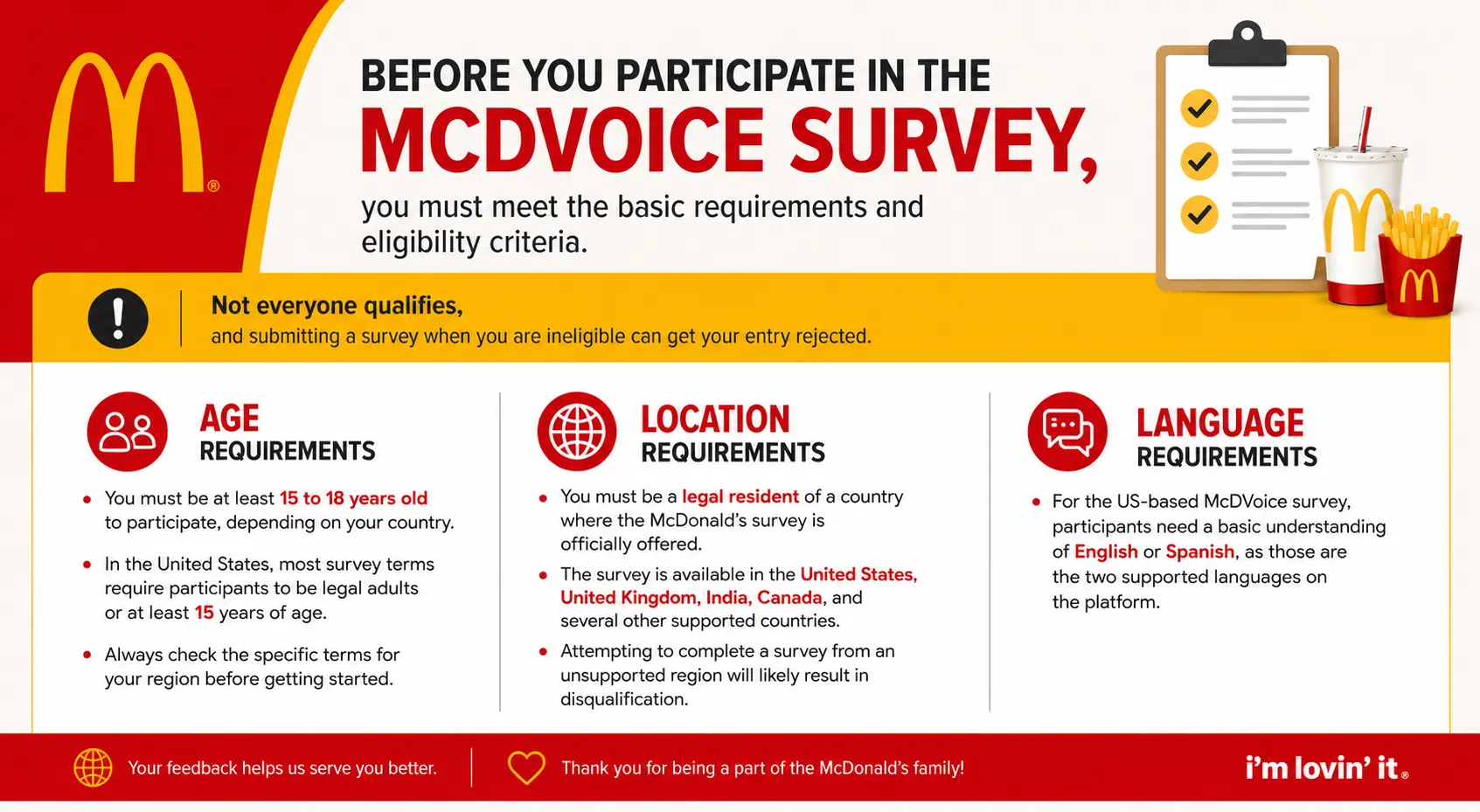 McDVOICE survey eligibility and receipt requirements guide