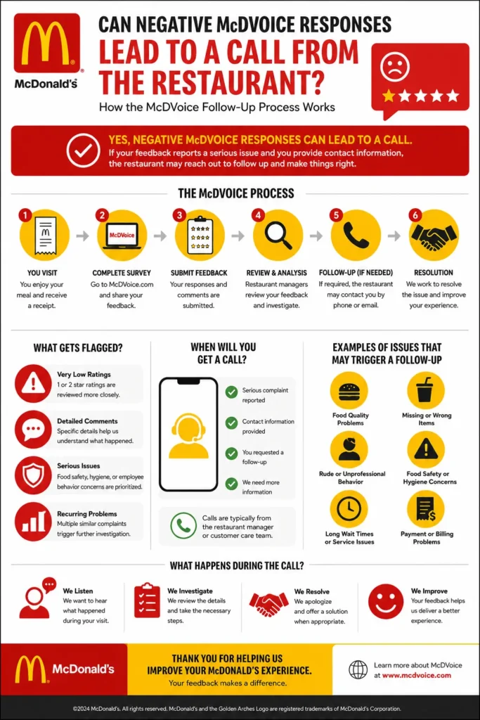 can negative mcdvoice responses lead to a call from the restaurant?
